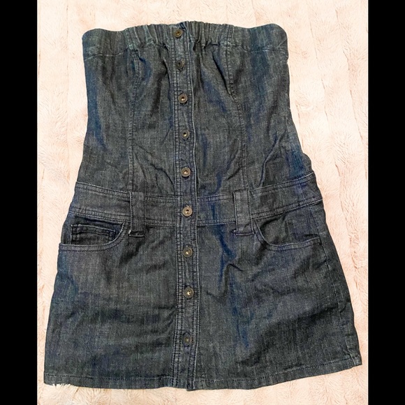 Guess Denim Strapless Mini Dress - Picture 3 of 5